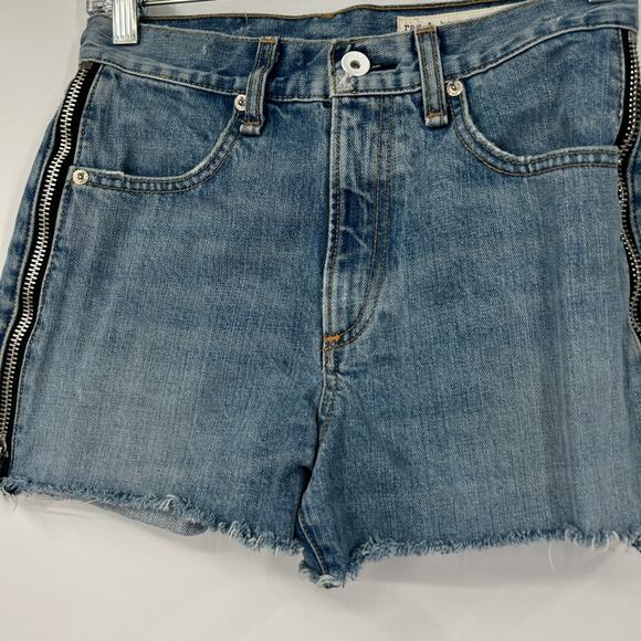 Rag & Bone Maya High Rise Denim Shorts in Medland Side Zippers - Picture 3 of 7